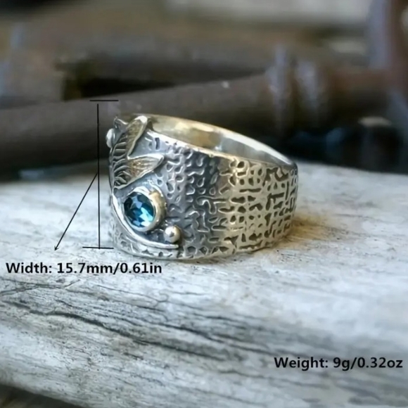 🌷5 For $15🌷Boho Dragonfly Aquamarine Crystal Ring - Size 5 - Picture 2 of 5